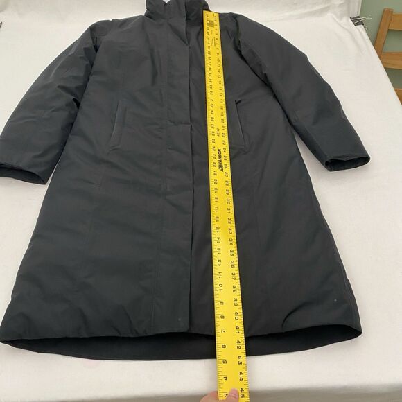 Lands End Down Filled Long Coat Womens Medium Black Pockets Outdoor Warm - Picture 12 of 13
